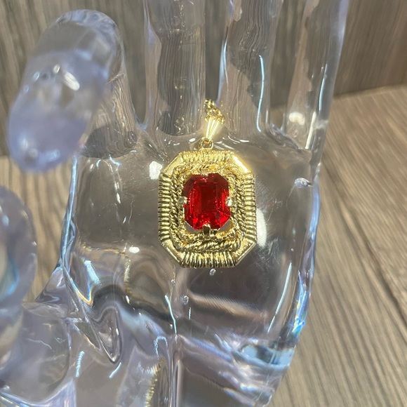 Vintage Sarah Conventry Red Rhinestone Necklace + Earrings Set - Picture 4 of 7